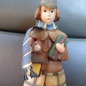 Christmas Caroler Decoration, Boy Caroling, Victorian Christmas, figurine